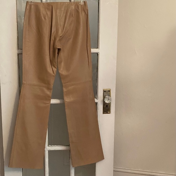 Michael Kors 100% Genuine Leather Pants Boot Leg Size 6 Color Caramel